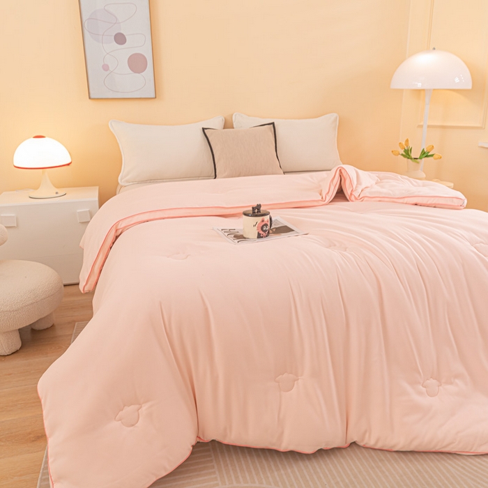 91家纺网 家纺一手货源 找家纺 佳居缘 2024新款云柔棉羊绒大豆被 粉色