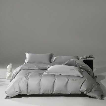 91家纺网 家纺一手货源 找家纺 798家纺 2025新款纯色全棉贡缎单品系列-四件套 银灰