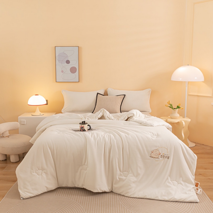 91家纺网 家纺一手货源 找家纺 佳居缘 2024新款云柔棉羊绒大豆被 白色