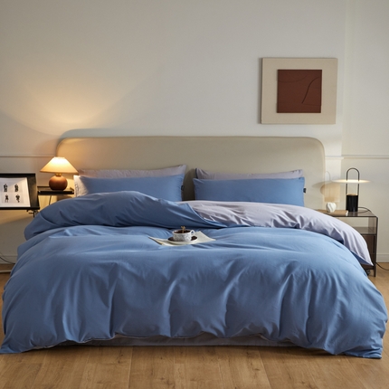 91家纺网 家纺一手货源 找家纺 （总）798家纺 2025新款全棉磨毛纯色双拼四件套