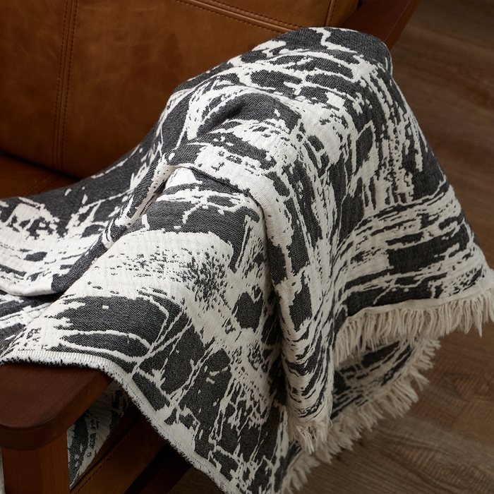 91家纺网 家纺一手货源 找家纺 子和 2024新款全棉缩绒毯（浅色） 北岛野深碳灰