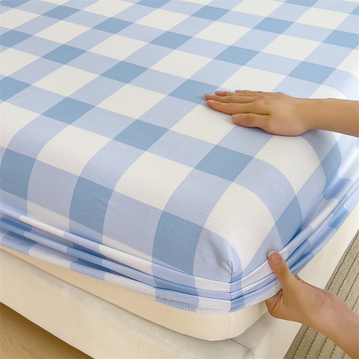 91家纺网 家纺一手货源 找家纺 798家纺 2025新款12868全棉格子纯色单床笠 爱尔兰