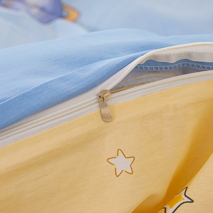 91家纺网 家纺一手货源 找家纺 钰伶 新款全棉简约12868印花纯棉四件套（预留6厘米缩水尺寸） 月亮宇航员