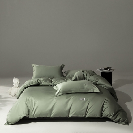91家纺网 家纺一手货源 找家纺 798家纺 2025新款纯色全棉贡缎单品系列-四件套 牛油果绿