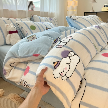 798家纺 2025新款牛奶绒印花四件套单品系列-单被套 牛奶绒-小奶狗