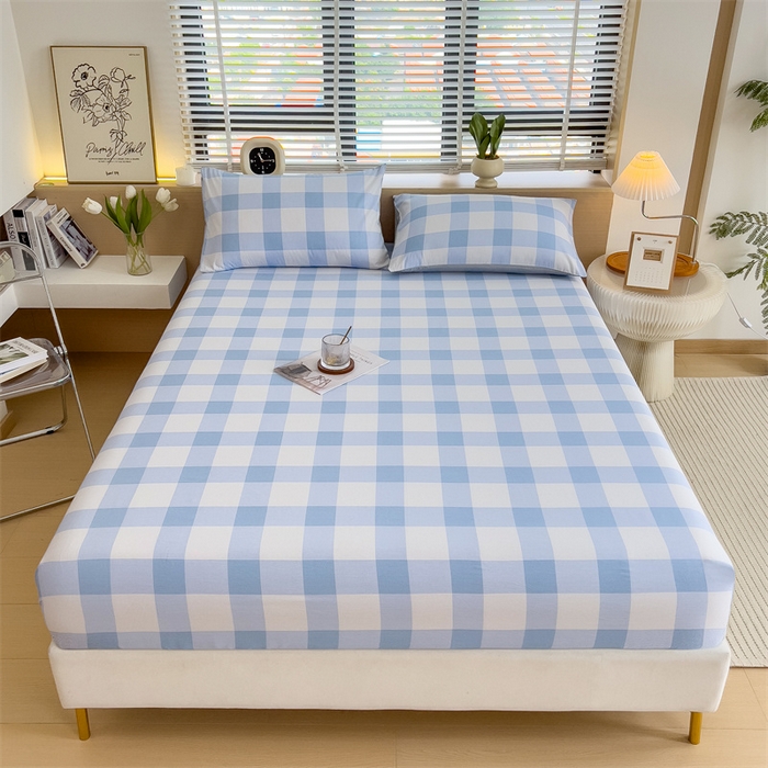 91家纺网 家纺一手货源 找家纺 798家纺 2025新款12868全棉格子纯色单床笠 爱尔兰