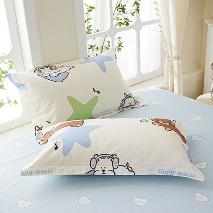 91家纺网 家纺一手货源 找家纺 钰伶 简约全棉12868印花纯棉单枕套 音乐小狗