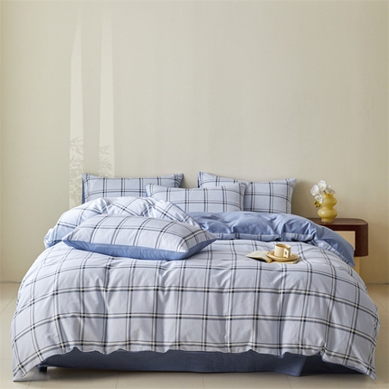 91家纺网 家纺一手货源 找家纺 （总）798家纺 2025新款全棉我爱格纹系列四件套