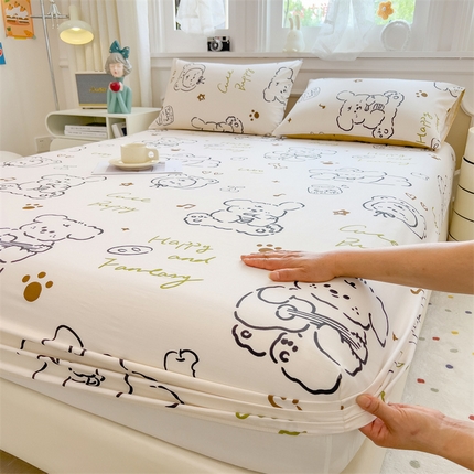 91家纺网 家纺一手货源 找家纺 798家纺 2025新款12868全棉印花床笠 趴趴狗