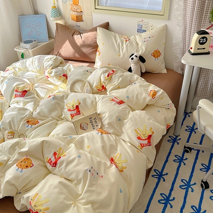 91家纺网 家纺一手货源 找家纺 阿曼达 2024新款ins博主风印花水洗m四件套 心有所薯