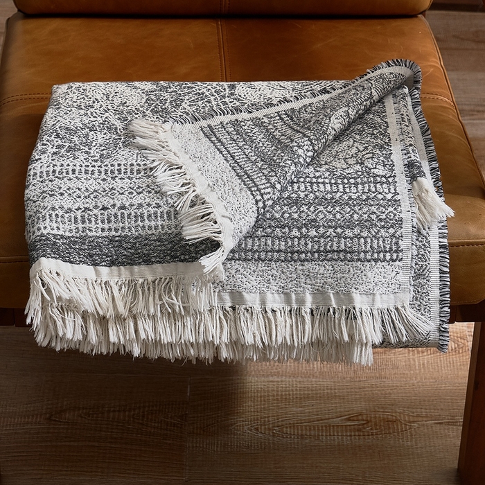 91家纺网 家纺一手货源 找家纺 子和 2024新款全棉缩绒毯（浅色） 瑰丽穹顶深碳灰