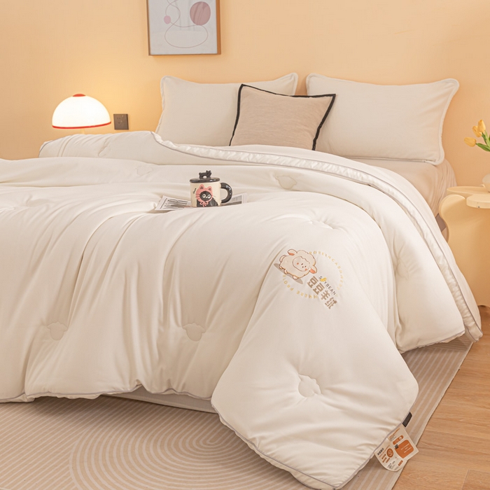 91家纺网 家纺一手货源 找家纺 佳居缘 2024新款云柔棉羊绒大豆被 白色