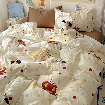 91家纺网 家纺一手货源 找家纺 阿曼达 2024新款ins博主风印花水洗m四件套 小小厨师