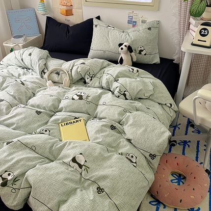 91家纺网 家纺一手货源 找家纺 阿曼达 2024新款ins博主风印花水洗m四件套 小团子