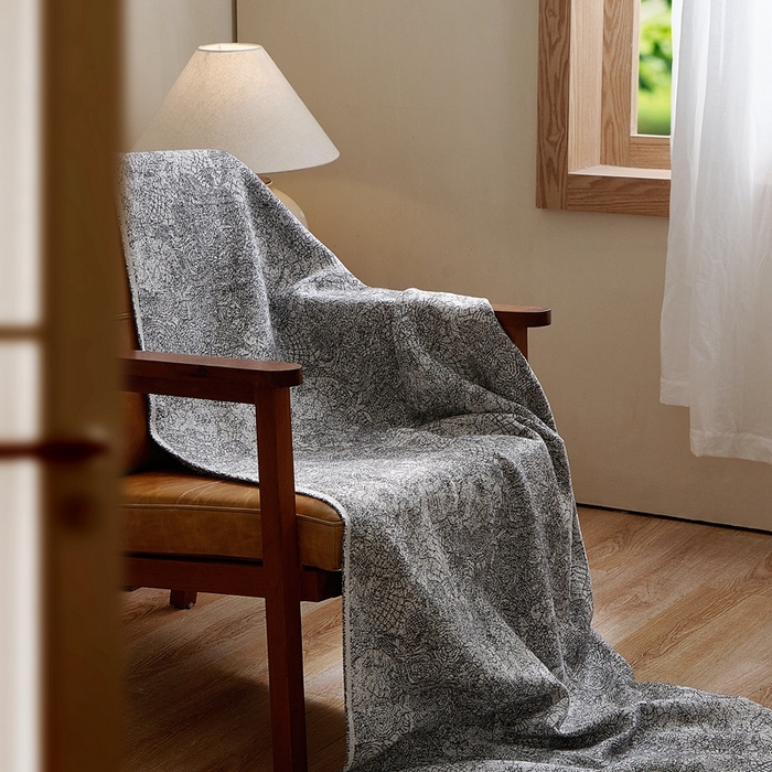 91家纺网 家纺一手货源 找家纺 子和 2024新款全棉缩绒毯（浅色） 瑰丽穹顶深碳灰