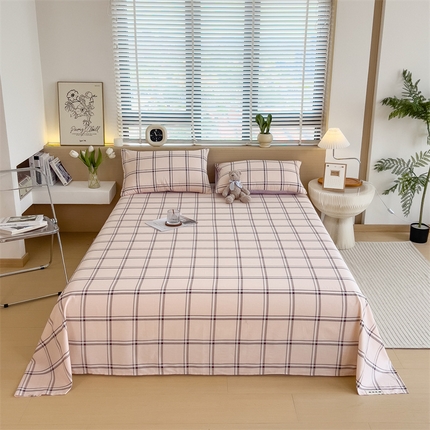 91家纺网 家纺一手货源 找家纺 （总）798家纺 2025新款12868全棉格子纯色床单