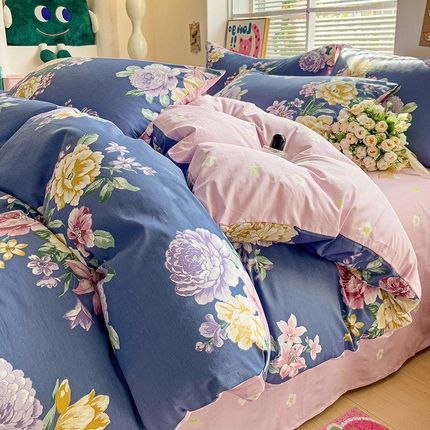 优选良品 2025直播爆款全棉12868印花四件套纯棉学生三件套床笠春江花韵