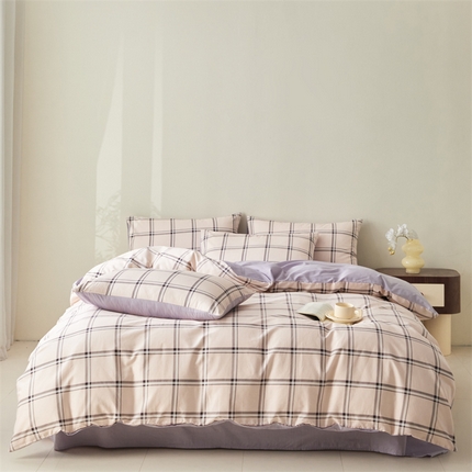 91家纺网 家纺一手货源 找家纺 （总）798家纺 2025新款全棉我爱格纹系列四件套