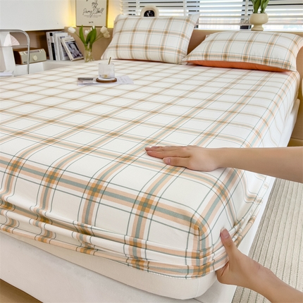 91家纺网 家纺一手货源 找家纺 798家纺 2025新款12868全棉格子纯色单床笠 金秋岁月