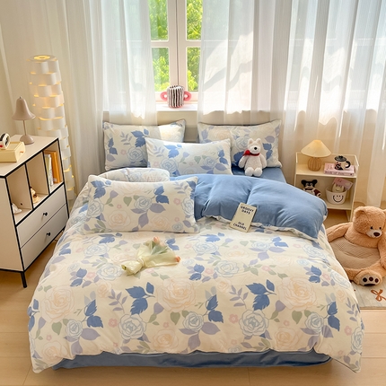 91家纺网 家纺一手货源 找家纺 （总）798家纺 2025新款牛奶绒印花四件套单品系列-四件套