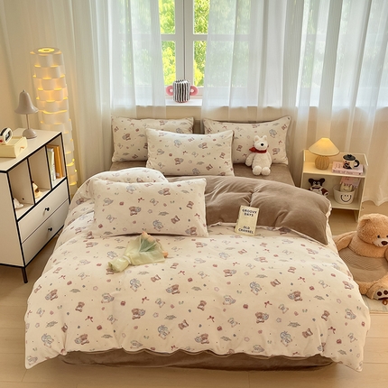 91家纺网 家纺一手货源 找家纺 （总）798家纺 2025新款牛奶绒印花四件套单品系列-四件套