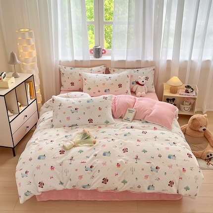 91家纺网 家纺一手货源 找家纺 （总）798家纺 2025新款牛奶绒印花四件套单品系列-四件套