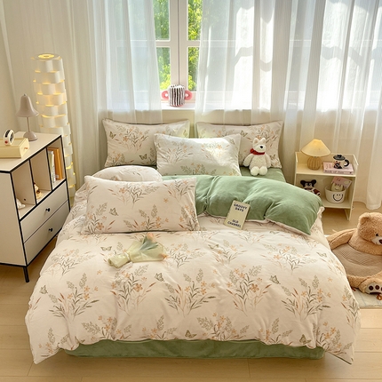 91家纺网 家纺一手货源 找家纺 （总）798家纺 2025新款牛奶绒印花四件套单品系列-四件套