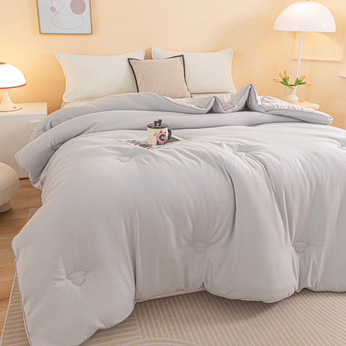 91家纺网 家纺一手货源 找家纺 佳居缘 2024新款云柔棉羊绒大豆被 灰色