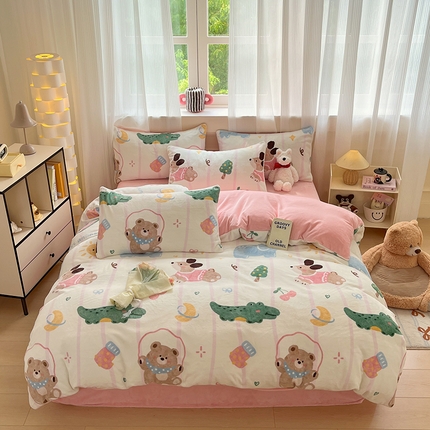 91家纺网 家纺一手货源 找家纺 （总）798家纺 2025新款牛奶绒印花四件套单品系列-四件套