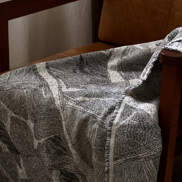 91家纺网 家纺一手货源 找家纺 子和 2024新款全棉缩绒毯（浅色） 北国雪松深碳灰