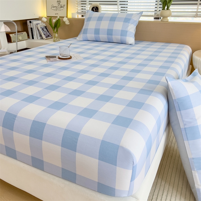 91家纺网 家纺一手货源 找家纺 798家纺 2025新款12868全棉格子纯色单床笠 爱尔兰