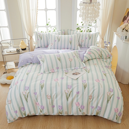 钰伶 新款全棉简约12868印花纯棉四件套（预留6厘米缩水尺寸）依梦