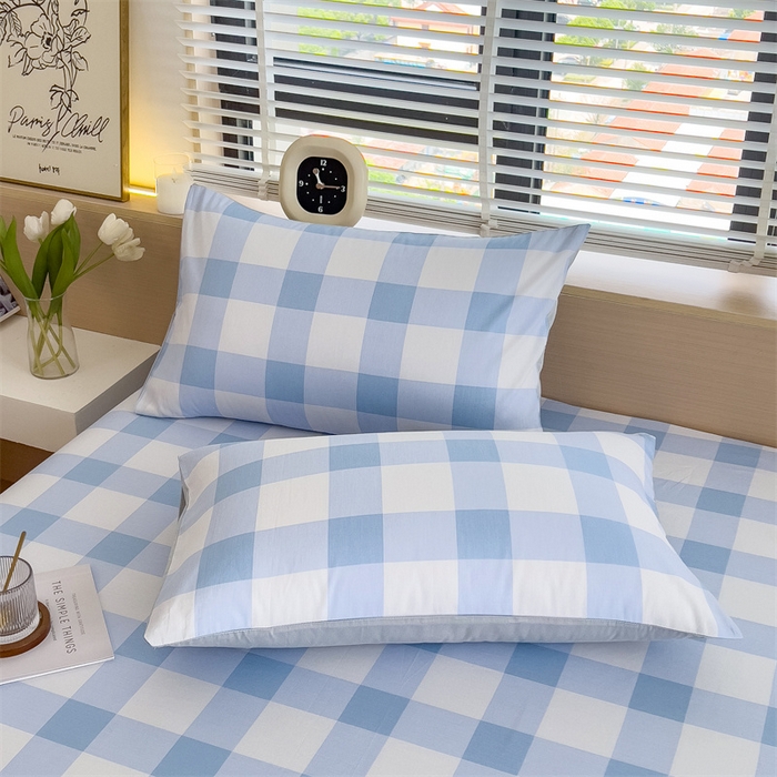 91家纺网 家纺一手货源 找家纺 798家纺 2025新款12868全棉格子纯色单床笠 爱尔兰