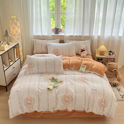 91家纺网 家纺一手货源 找家纺 （总）798家纺 2025新款牛奶绒印花四件套单品系列-四件套