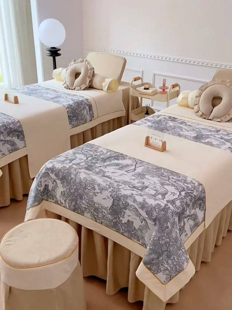 91家纺网 家纺一手货源 找家纺 莉人坊美容床罩批发 2024新款彩棉麻美容床罩系列 清雅驼色