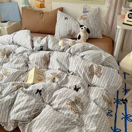 91家纺网 家纺一手货源 找家纺 阿曼达 2024新款ins博主风印花水洗m四件套 簪花