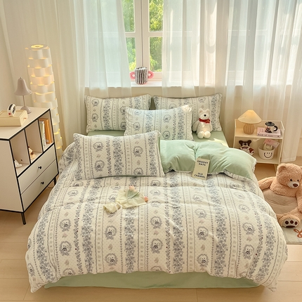 91家纺网 家纺一手货源 找家纺 （总）798家纺 2025新款牛奶绒印花四件套单品系列-四件套