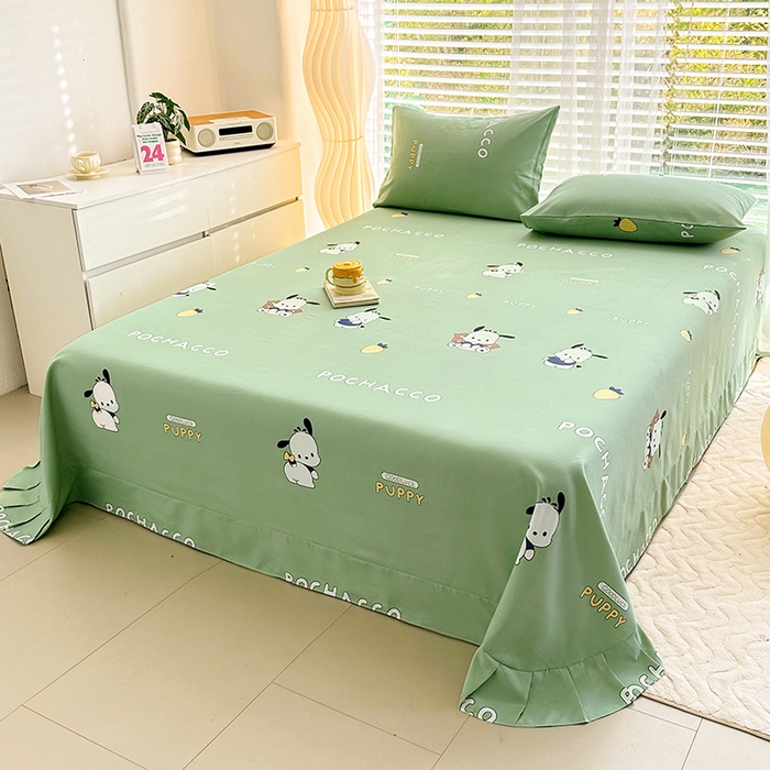 91家纺网 家纺一手货源 找家纺 家贝爱 2024新款加厚原棉磨毛花边床单 啵啵狗