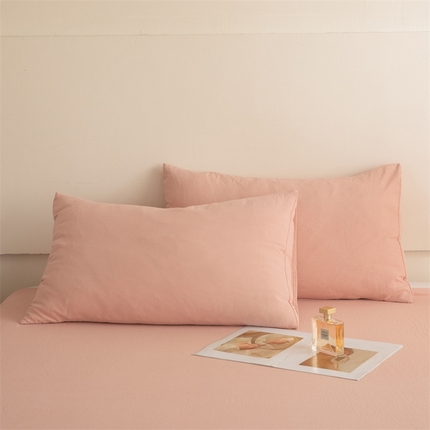 91家纺网 家纺一手货源 找家纺 多品家纺 2024新款水洗棉枕套 栗子粉