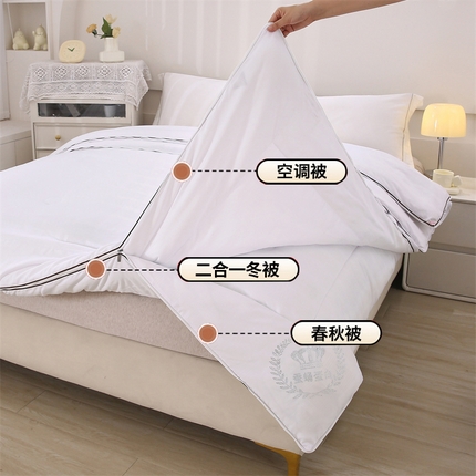 91家纺网 家纺一手货源 找家纺 前程家纺 2025新款烫钻款被冬被春秋被拉链二合一子母被双胎被拉链款 烫钻款-白色