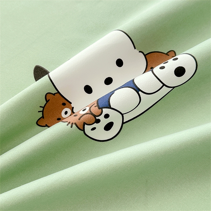 91家纺网 家纺一手货源 找家纺 家贝爱 2024新款加厚原棉磨毛花边床单 啵啵狗