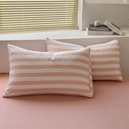 91家纺网 家纺一手货源 找家纺 多品家纺 2024新款水洗棉枕套 蜜桃粉