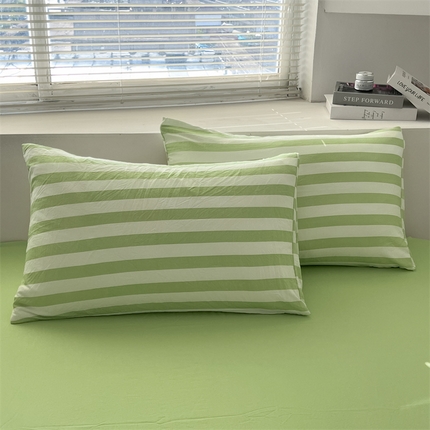 多品家纺 2024新款水洗棉枕套 松绿条