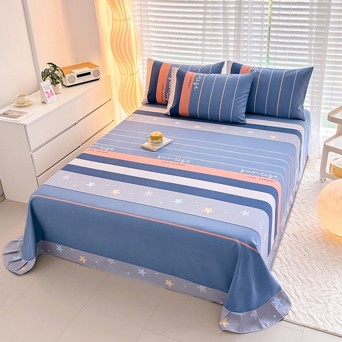 91家纺网 家纺一手货源 找家纺 家贝爱 2024新款加厚原棉磨毛花边床单 繁星点点