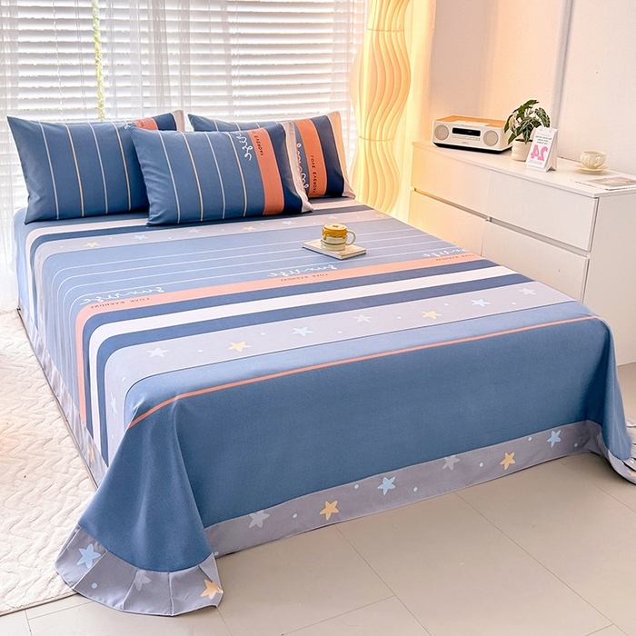 91家纺网 家纺一手货源 找家纺 家贝爱 2024新款加厚原棉磨毛花边床单 繁星点点