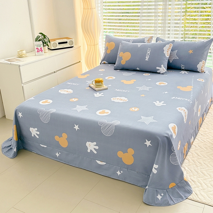 91家纺网 家纺一手货源 找家纺 家贝爱 2024新款加厚原棉磨毛花边床单 欢乐假日