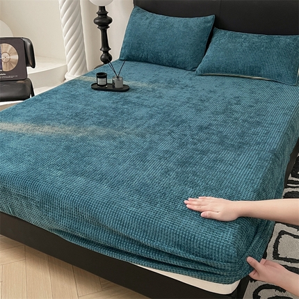 91家纺网 家纺一手货源 找家纺 2024新款A类云纱镂空绒床笠-菠萝格 菠萝格-海洋蓝