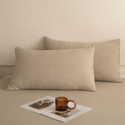 多品家纺 2024新款水洗棉枕套 奶茶咖