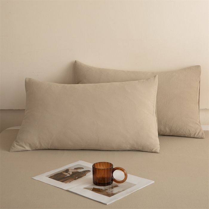 91家纺网 家纺一手货源 找家纺 多品家纺 2024新款水洗棉枕套 奶茶咖