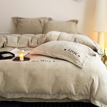 （总）潘朵拉家纺 2024新款法式刺绣雕花绒牛奶绒四件套-麦瑞系列